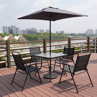 Kit de chaise Teslin à cadre métallique pour patio série de meubles de jardin d'extérieur Preto chaise pliable avec parasol ensemble de chaises de table