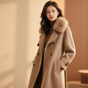 <span class=keywords><strong>Manteau</strong></span> en <span class=keywords><strong>laine</strong></span> de chameau double face sur mesure Weshallo, <span class=keywords><strong>manteau</strong></span> pour <span class=keywords><strong>femme</strong></span> de luxe surdimensionné d'automne avec ceinture, col boutonné, doublure en <span class=keywords><strong>laine</strong></span> - Product Image 5