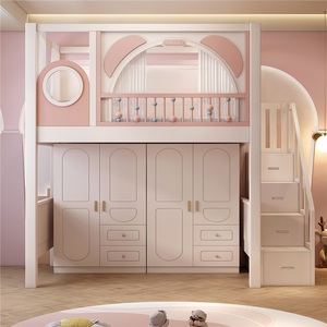 <span class=keywords><strong>Lit</strong></span> superposé moderne <span class=keywords><strong>en</strong></span> bois massif confortable et durable pour enfants <span class=keywords><strong>avec</strong></span> armoire et station multifonction, ensemble de <span class=keywords><strong>lit</strong></span> pour filles - Product Image 1