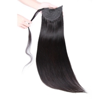 Clip en postiche longue gris armure brésilienne afro vierge bouclés crépus droite cordon extension de queue de cheval de cheveux humains en gros