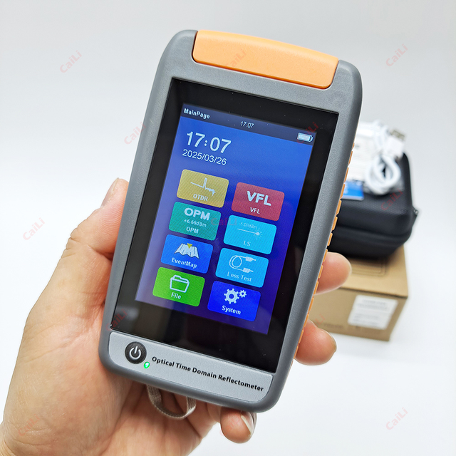 Mini OTDR CJ-350 Fiber Optical  Reflectometer 1310/1550nm SC APC/UPC Connector Touch Screen Fiber Tester OPM VFL LS Event Map