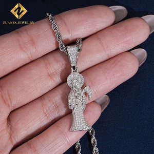 ZUANFA JEWELRY Colgante Hip-Hop de Moissanita Iced-Out Santa Muerte (Santa Muerte) Chapado en Plata 925 - Product Image 5