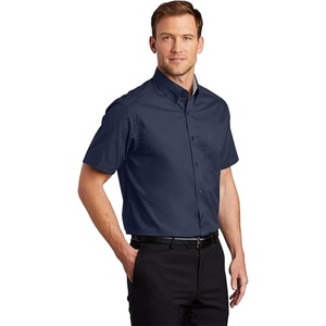 Chemise boutonnée à manches courtes pour homme, taille 6XL, poche avant, couleurs personnalisées, imprimé, respirante, coton et élasthanne, grandes tailles - Product Image 1
