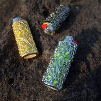 XASMART Étui de protection pour briquet en métal vintage à motif floral, double étui, chromé, fabriqué en Chine