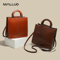 Tas Tangan Wanita Kulit Asli Retro Fashion Oil Wax, Tas Selempang Kulit Asli untuk Penggunaan Sehari-hari