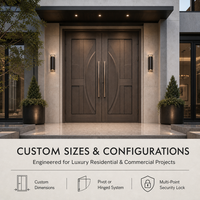 Porte d'entrée en acier isolée insonorisée anti-effraction aspect bois avec fenêtre pour villa et entrepreneur