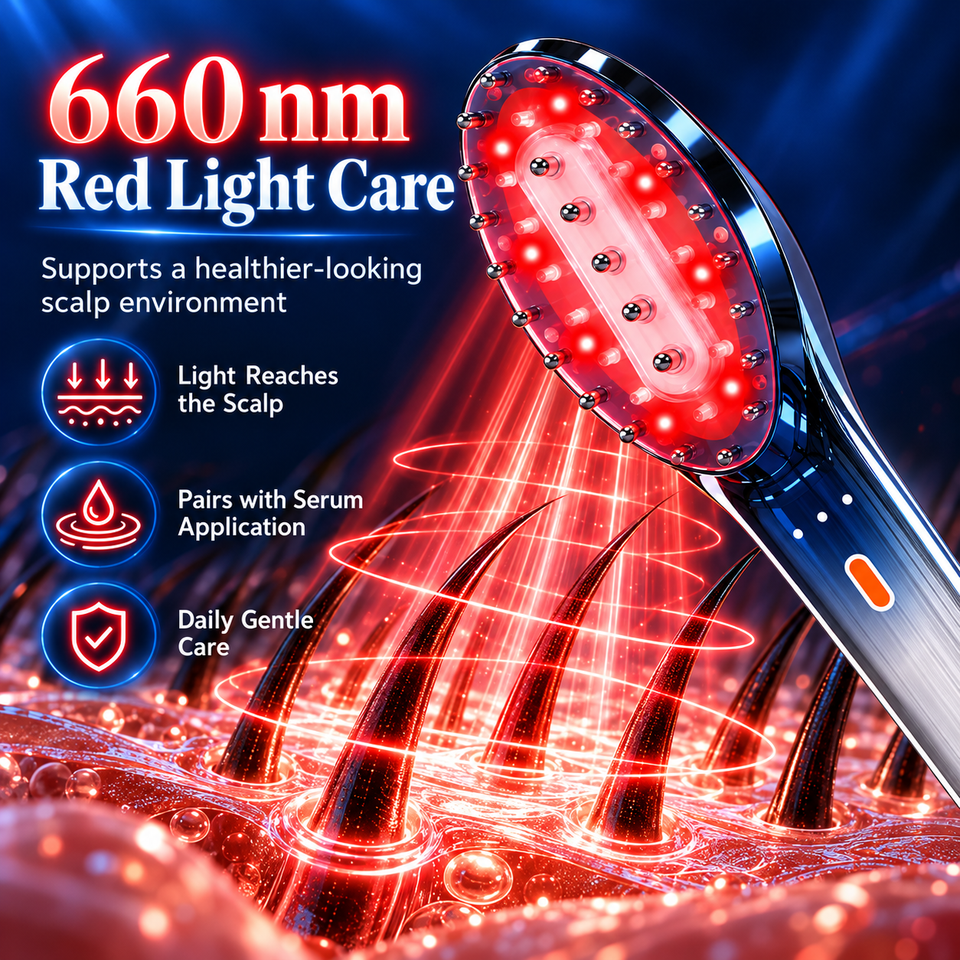 Red Light Microcurrent Scalp Massager Comb Electric Head Massage Device ...
