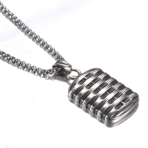 Collar con colgante geométrico de acero de titanio, joyería de moda para hombre, cadena de 60 cm, color acero, BP1390 - Product Image 5