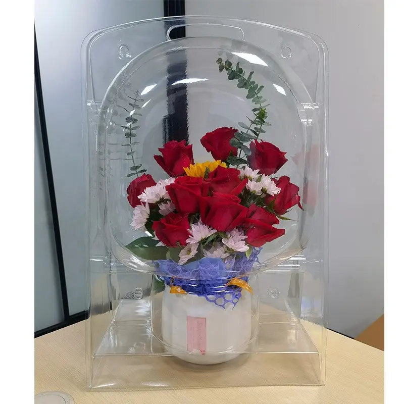 Scatole di trasporto personalizzate per fiori scatole di imballaggio per piante in vaso imballaggio in Blister di plastica trasparente per fiori freschi