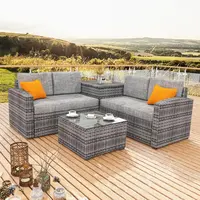 4pcs balcone in plastica bel giardino esterno in vimini angolo componibile patio mobili in rattan set divano