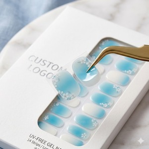 Pegatinas de <span class=keywords><strong>Uñas</strong></span> de Gel Minimalistas y Elegantes, Libres de Rayos UV, con Logotipo Personalizado, Borde Plateado Brillante, Larga Duración, Veganas, Profesionales, al por Mayor, con Certificación CE - Product Image 2