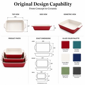 Ensemble d'ustensiles de cuisson en céramique, plats de cuisson rectangulaires pour la cuisine, la cuisine, le gâteau, le dîner, le banquet et l'utilisation quotidienne - Product Image 2