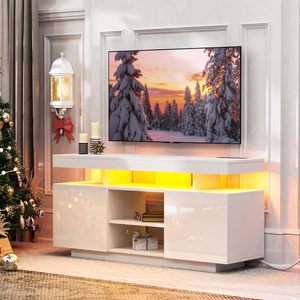 <span class=keywords><strong>TV</strong></span> moderna Stand alto centro di intrattenimento con prese di corrente e luce <span class=keywords><strong>LED</strong></span> <span class=keywords><strong>TV</strong></span> Stand Cabinet per soggiorno - Product Image 4