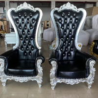Nouvelles chaises de trône royales noires pour mariage, Bjflamingo, chaise de trône royale de luxe en bois pour mariage