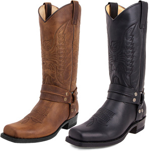 <span class=keywords><strong>Stivali</strong></span> Chelsea da Uomo Personalizzati con Punta Quadrata, Tacco Grosso Antiscivolo, Stile <span class=keywords><strong>Cowboy</strong></span> Biker, Ricamati, <span class=keywords><strong>Stivali</strong></span> Western - Product Image 1