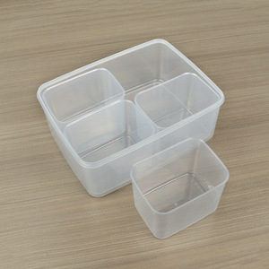 Transparent Plastic Food Storage Containers With Compartments Rectangle 26.5x20.1x10.3cm For Soup Jelly Milk Tea Fruit Salad - Product Image 1