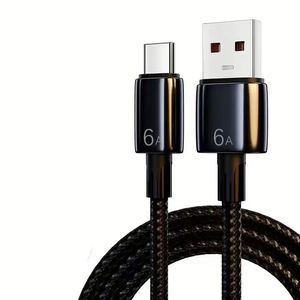 สายชาร์จเร็ว Type-C USB 6A หุ้มด้วย PVC สำหรับชาร์จและถ่ายโอนข้อมูลโทรศัพท์ คอมพิวเตอร์ แท็บเล็ต-สาย USBC - Product Image 2