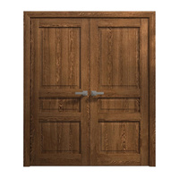Porte d'entrée double à arche en bois massif classique antique pour villa