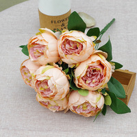 Bunga Peony Buatan 7 Tangkai Sutra, Laris Manis, Buket Bunga Peony untuk Dekorasi Pernikahan dan Rumah
