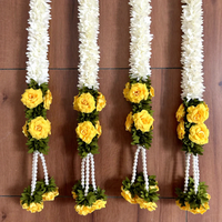 Guirlande de fleurs artificielles roses et jasmin pour décoration de mariage, toile de fond de scène événementielle, guirlandes de tissu pour l'inauguration de maison, écologiques