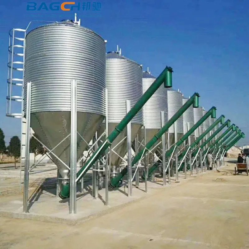 High quality Hot galvanized material chicken duck pig feeding Silo animal different capacity feed tower