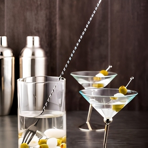 Ensemble de 2 fourchettes et cuillères à cocktail en acier inoxydable à long manche torsadé, élégants agitateurs à boisson - Product Image 6