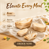 Petite assiette jetable en bois biodégradable pour servir les aliments, plateau de service, outils pour sushis, cuisine japonaise, snack de rue, takoyaki