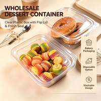 Boîte de pâtisserie jetable en plastique transparent avec couvercle rabattable, empilable, pour donuts, cupcakes et pâtisseries - Vente en gros