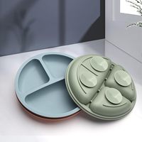 Assiettes pour tout-petits en silicone sans BPA, lot de 3, base à ventouse divisée, assiette antidérapante pour bébé, sans danger pour le micro-ondes, la lave-vaisselle et le congélateur