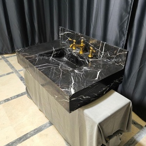 <span class=keywords><strong>Lavabo</strong></span> mural <span class=keywords><strong>en</strong></span> marbre noir Nero Marquina sur mesure, sculpté à la main, pour salles de bain de luxe - Product Image 5