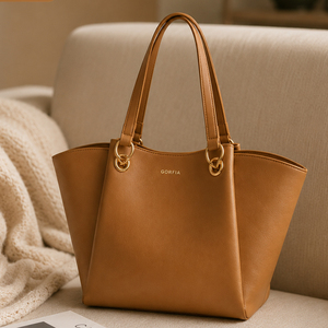 Borsa Tote Personalizzata per Donna, Elegante Borsa in Pelle Vegana, Grande Capacità, Tracolla con Manico ad Anello Dorato, Produzione OEM ODM all'Ingrosso - Product Image 1