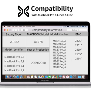 <span class=keywords><strong>Batería</strong></span> Segura para Portátil A1322 para <span class=keywords><strong>MacBook</strong></span> <span class=keywords><strong>Pro</strong></span> 13" 2009-2012 10.95V 63.5Wh 6000mAh <span class=keywords><strong>A1278</strong></span> 2326 2351 2419 2555 2554 Baterías OEM - Product Image 2