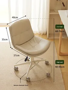 Silla <span class=keywords><strong>de</strong></span> Oficina Ergonómica <span class=keywords><strong>de</strong></span> Cuero PU con Base <span class=keywords><strong>de</strong></span> 5 Estrellas, Giratoria, Deslizante, para Trabajo en Casa, para Estar Sentado por Tiempo Prolongado, para Maquillaje, Escritura, con Respaldo - Product Image 2