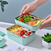 Produits en gros à bas prix, boîte à lunch portable à double couche en acier inoxydable 304, adaptée à une utilisation dans les écoles et les bureaux