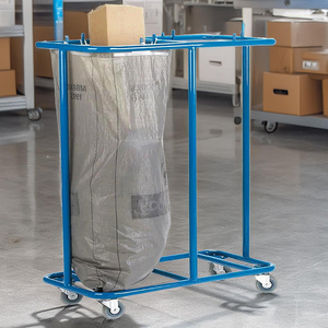 JH-Mech Simple Setup Heavy Duty Castor Wheels Metal Steel Frame Mail Sack And <strong>Post</strong> Bag <strong>Holder</strong> - Product Image 4