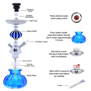 JC JC-514 Chicha de Haute Qualité pour Fumeurs, 11x27cm, Tube Unique, Style Égyptien Classique, Chicha en Verre et Métal Portable - Product Image 2