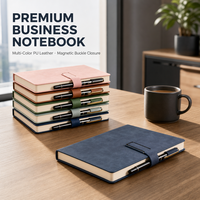Carnet de notes professionnel en cuir PU A5 avec logo personnalisé, porte-stylo, boucle magnétique, pages intérieures lignées double face, journal d'entreprise