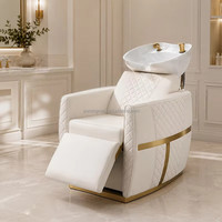 Ensemble moderne de fauteuil et bac à shampoing pour salon de beauté et barbier, fauteuil inclinable pour lavage de cheveux