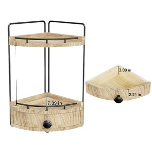 Wooden Double Layer Corner Storage <b>Rack</b> With Drawer For <b>Kitchen</b> Spice Organization Standing Type Rectangle Shape - Product Image 5