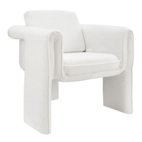 Fauteuil d'appoint moderne en bouclette épaisse, avec accoudoirs en dalle crème et bord roulé, pour salon et hôtel, vente en gros, OEM, personnalisable