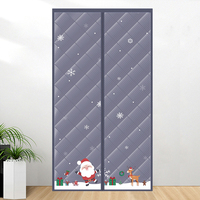 Rideau de porte d'hiver à motifs de Noël, magnétique, silencieux, isolant, épaissi, anti-froid