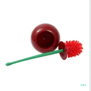 Zenidoo – ensemble de support de brosse de toilette portatif multifonctionnel, en forme de cerise rouge, écologique, poils en nylon doux, poignée en plastique, 1 pièce - Product Image 2