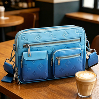 Mode Gradient Crossbody-tas voor heren Waterdichte PU-schoudertas Meerdere compartimenten Verstelbare riem Geschikt voor buiten