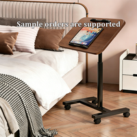 Table de chevet mobile, bureau d'ordinateur pliable réglable en hauteur avec espace de rangement pour chambre à coucher/bureau à domicile, petit appartement, bureau