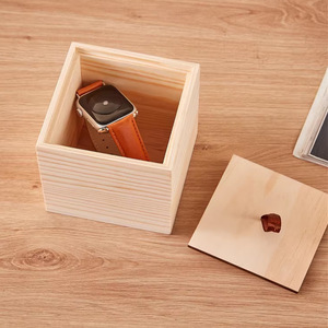 Caja cuadrada de madera de pino con tapa, caja de almacenamiento de dulces de madera maciza para embalaje de regalos de boda - Product Image 3