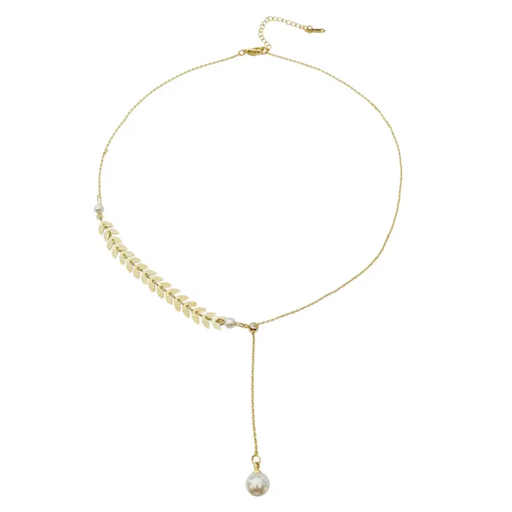 Isunni Einfache Perle Fee Willow Blatt Kette Anhänger Halskette Weibliche Gold Farbe Schlüsselbein Kette Halskette Halsband