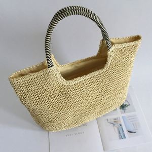 Mini Bolso de Compras Mexicano Samoano, Estera Tejida de Paja, Diseño <span class=keywords><strong>Pergamino</strong></span>, Carteras de Paja Tejida, Terciopelo Vintage - Product Image 3