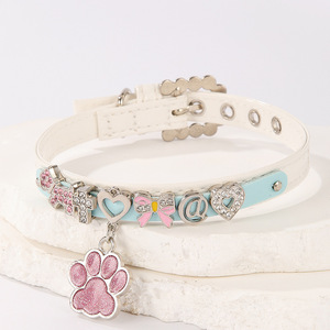 Collares de Cuero Sintético PU al por Mayor con MOQ Bajo para Mascotas Pequeñas, Perros y Gatos, con Letras, Cristales y Colgante - Product Image 4