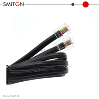Cable de teléfono RJ11 6P4C Conector modular recto Cable plano Cable Color negro blanco gris con cabeza de cristal interior 1m 2m 3M 5M