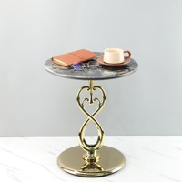 Table d'appoint circulaire en dalle de pierre style luxe léger, table d'angle pour salon et balcon, table de chevet mobile créative pour chambres et hôtels